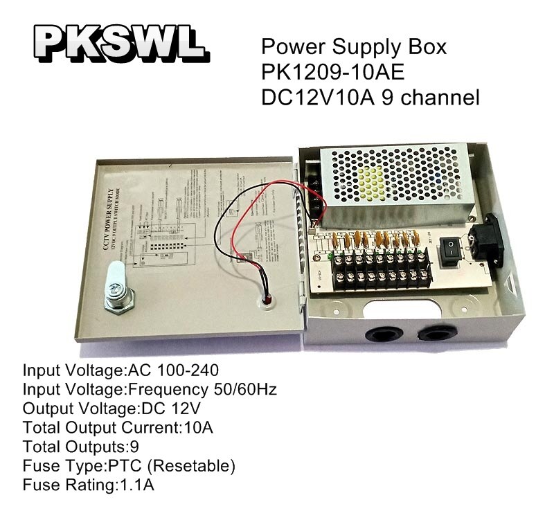 DC12V 10A 9 way 9 channel CCTV power supply box power distribution box for CCTV camera