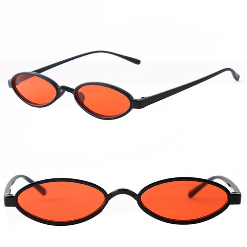 Kvinder sommer ovale linser match-solbriller linse beskyttelsesbriller solbriller lille ramme vintage briller linse: Sort ramme rød