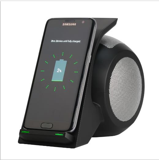 10W Draadloze Oplader Bluetooth Speaker Voor Iphone X Xr Xs Max Samsung S9 S10 Plus Huawei P30 Pro Draadloze charge Stand Dock: SILVER