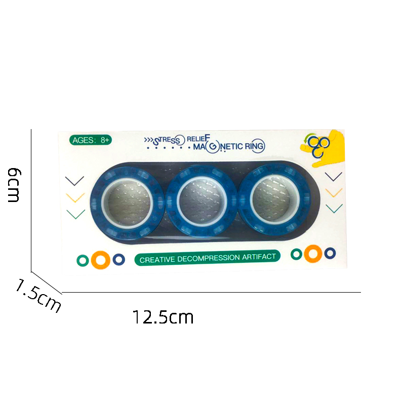 3Pcs Anti-stress Magnetic Rings Magnetic Bracelet Ring Unzip Toy Magic Ring Props Tools Decompression Toys Finger Rings Toy: Multicolor