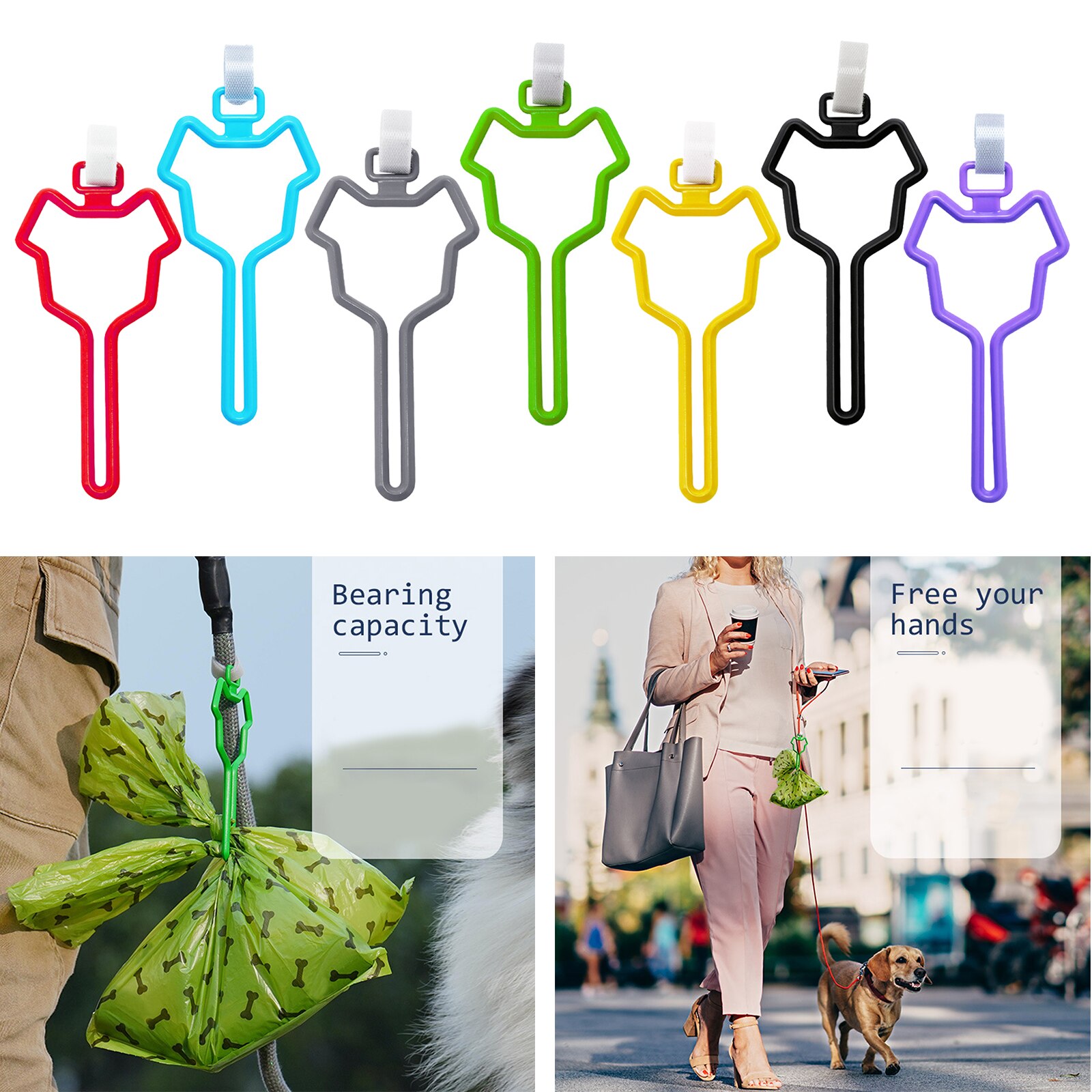 Hands Free Dog Poop Bag Holder Waste Bag Carrier Clip Adjustable Attachment