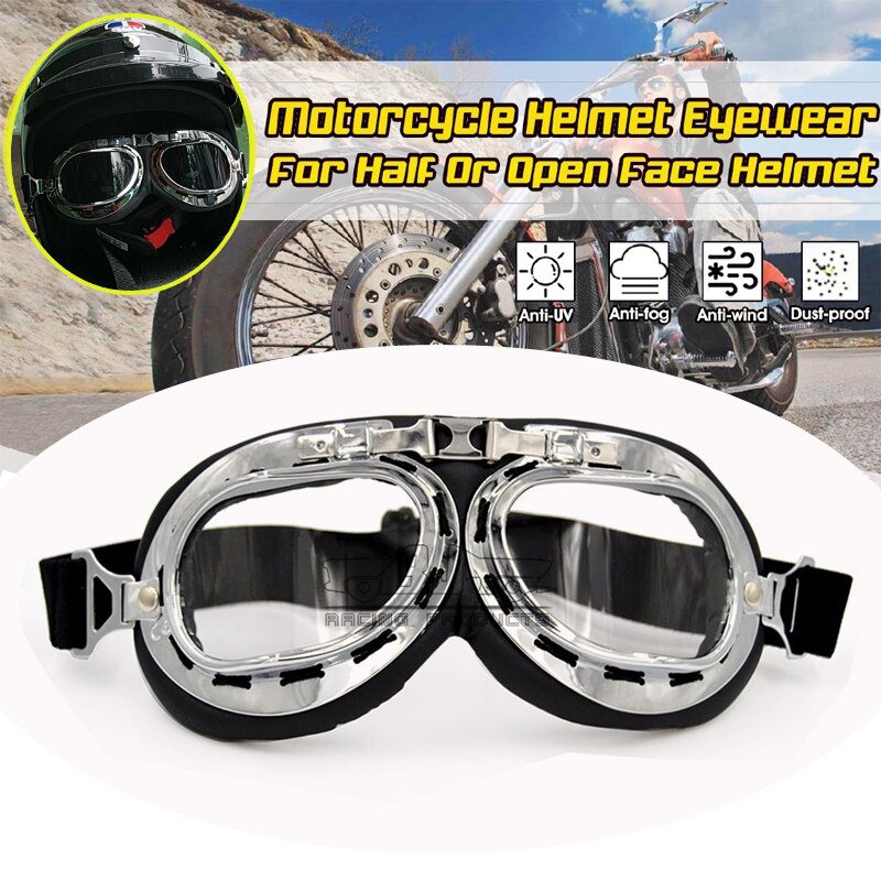 Retro Motorcycle Helmet Adjustable MX Ski Goggles Riding glasses Adjustable helmet Goggle Sunglasses for Cruiser Cafe Racer