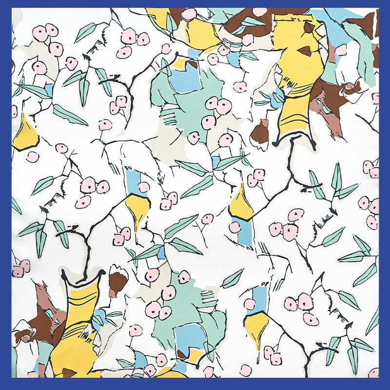 53x53 Ins Orange fruit Air hostess Print women Silk twill scarf Satin square tie ladies foulard femme towel bufanda shawl
