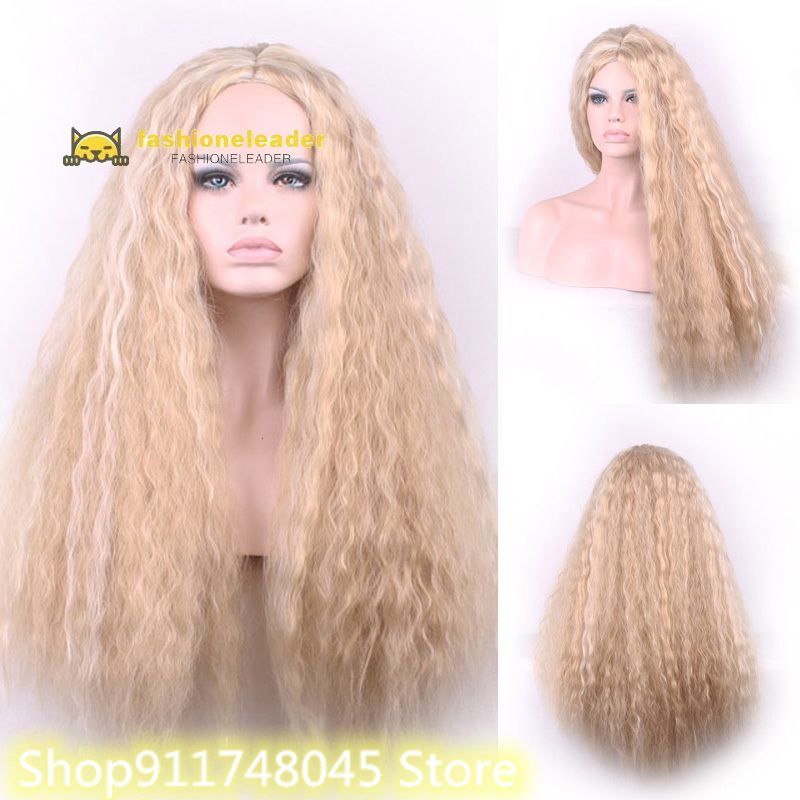 [UNK] FSL [UNK] 70CM Sexy Long Corn Silk Curly Cosplay Central Parting Women Wigs Hair Wig Cmx