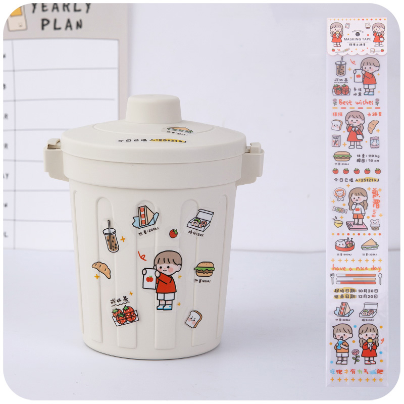 Ins tube poubelle de bureau avec couvercle, mini boîte de rangement créative avec cœur pour fille, maison mignonne, rouge, stockage de papeterie: Milky white