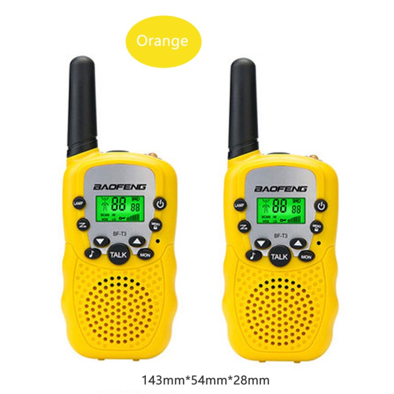 2 stk/sæt baofeng bf -t3 uhf 462-467 mhz 22 -kanals bærbar to-vejs 10 kaldetoner radio transceiver til børn radio walkie talkie: Orange