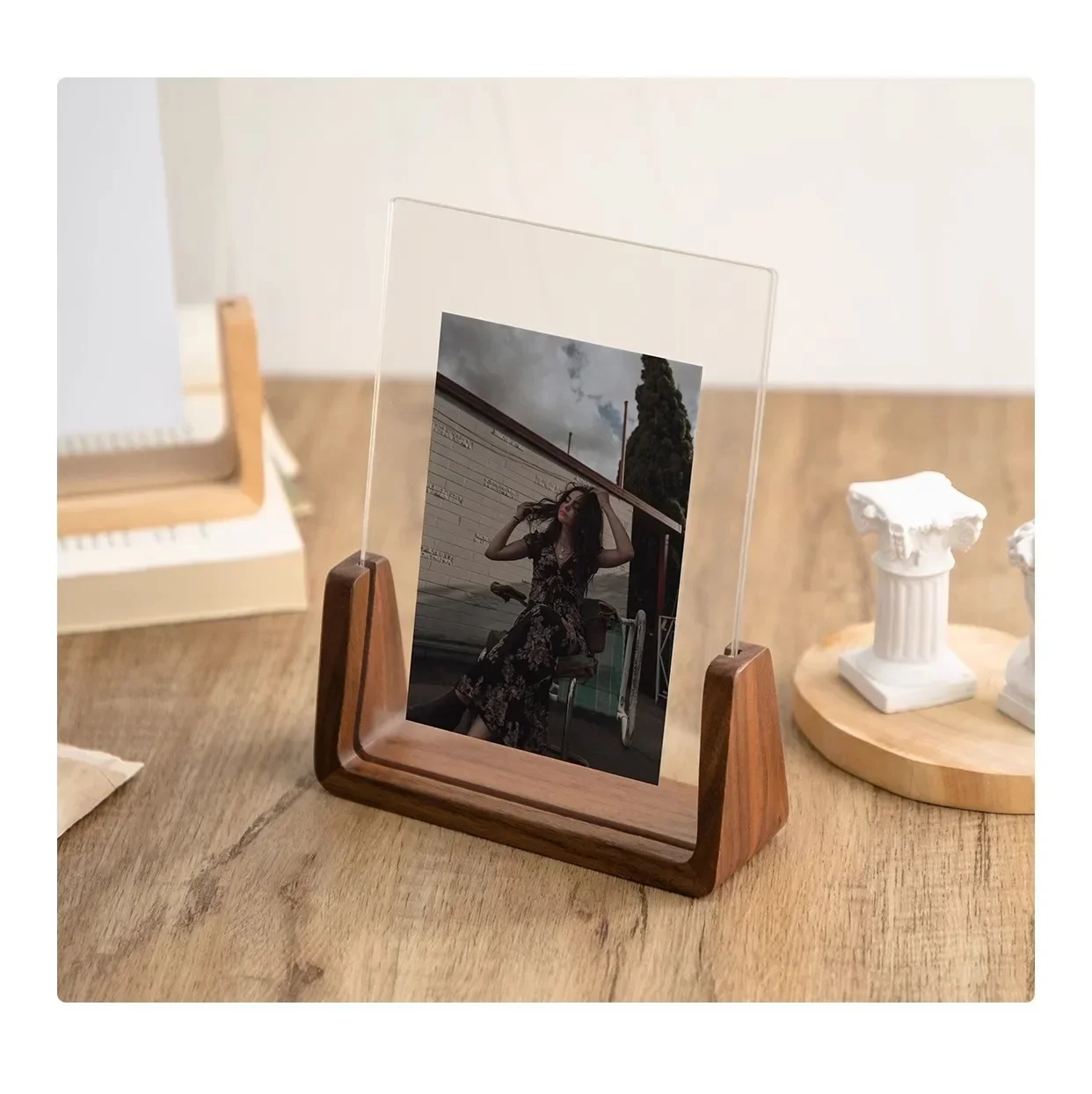 Cadre Photo en bois acrylique, porte-Photo de mariage, décor de bureau, Porta Retrato: 7 pouces / Rouge
