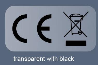 Etiqueta de cubo de basura CE estándar de la Unión Europea, logotipo de reciclaje WEEE, pegatina CE autoadhesiva transparente, 200 Uds.: Transparente