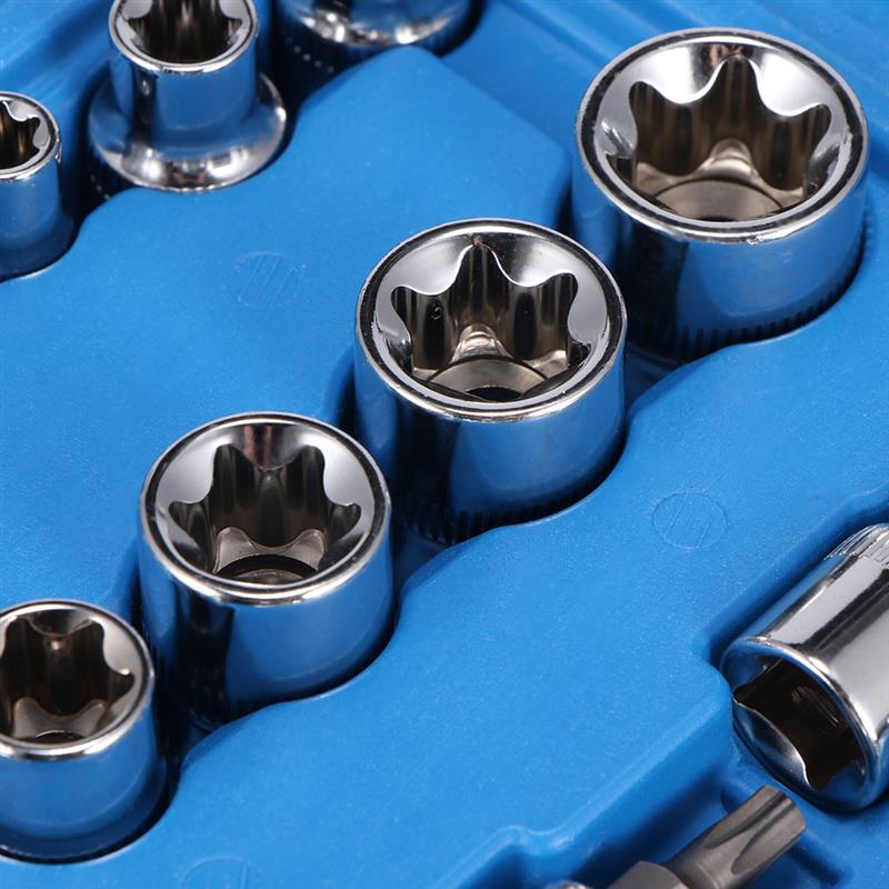 30pcs Blue Chrome Vanadium Steel Socket Kit Made Of High Chrome Vanadium Steel Material, Sturdy And Durable, Owing High Strength