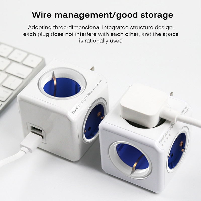 smart stikkontakt elektrisk strømskinne 2 usb 4 uttak med 1.5m skjøteledninger reiseadapter til hjemmekontor