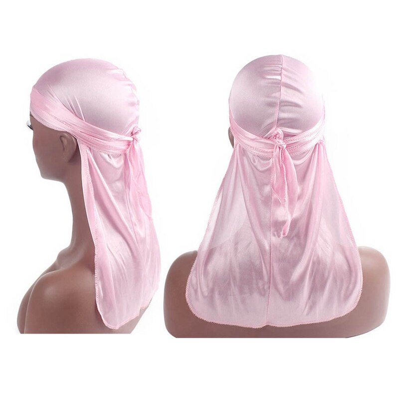 Durag en Satin pour homme, bandeau de , bandana, Turban rose, Pirate, bandeau pour homme en soie, 1 pièce