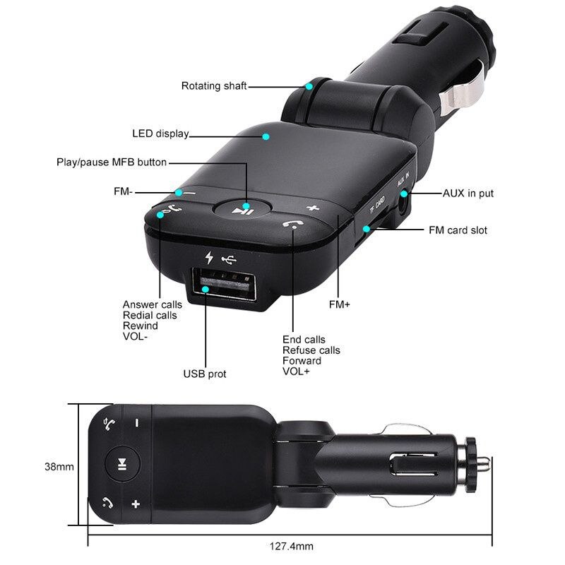 Universele auto  mp3 -speler bluetooth 3.0 autolader bluetooth handsfree telefoon auto bluetooth-adapter ondersteunt bellen/muziek/radio