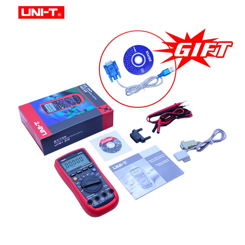 UNI-T UT61A/ UT61B/UT6C/UT6D/UT6E digital multimeter auto range multimetro PC Connect AC DC Voltmeter Ammeter tester+RS232-USB