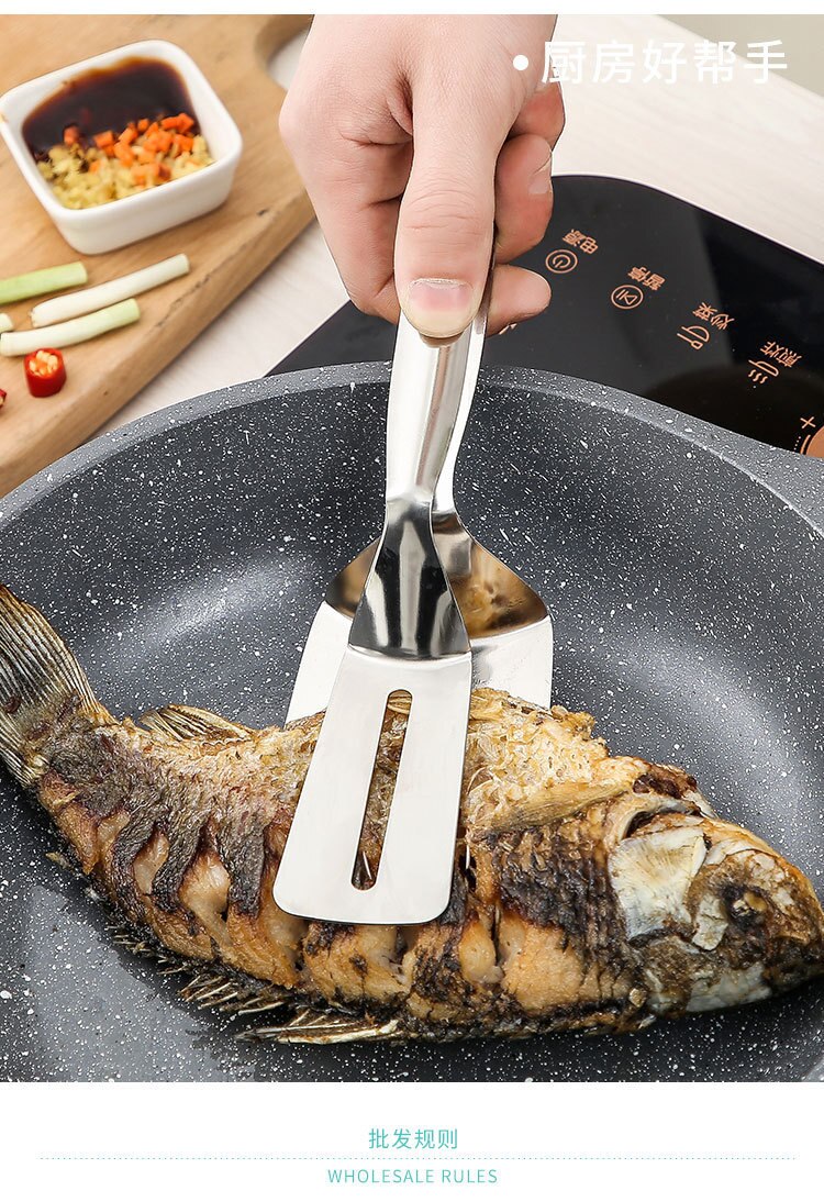Utility Tools Kitchen Supplies Stainless Steel Frying Spatula Clip Gadgets Pancakes Fried Fish Pizza Steak Turning