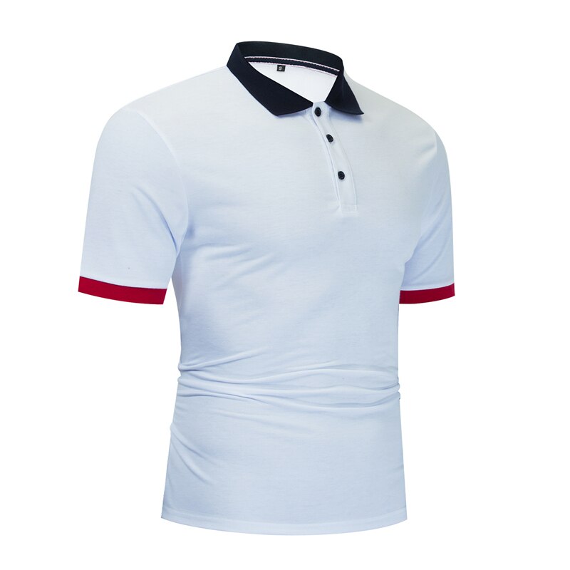 Summer Cotton Solid Color Business Polo Shirt Men Short Sleeve Casual Slim White Polo Shirts Men's Clothing