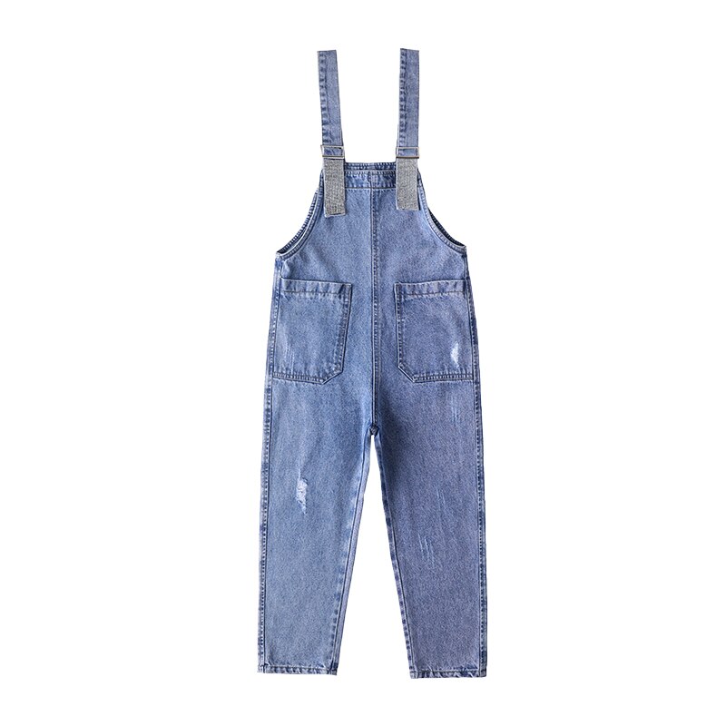Flickoverall barn denim jumpsuit barn overall jeans vår höst jeans byxor cowboyfickor ytterkläder 6-16t