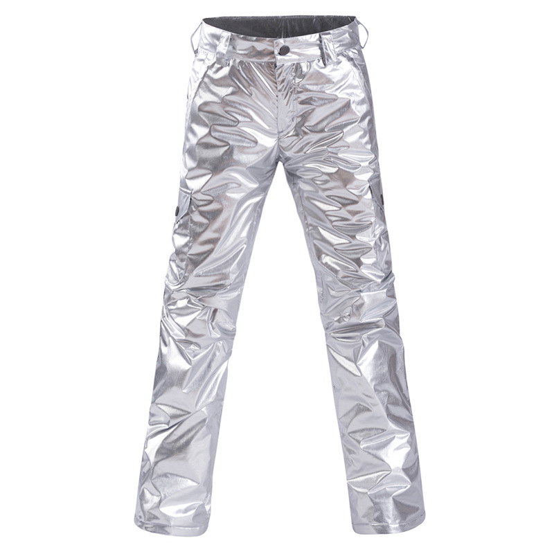 pantalon de ski femme imperméable rembourré froid placage double planche femmes pantalon de neige: Argent / L