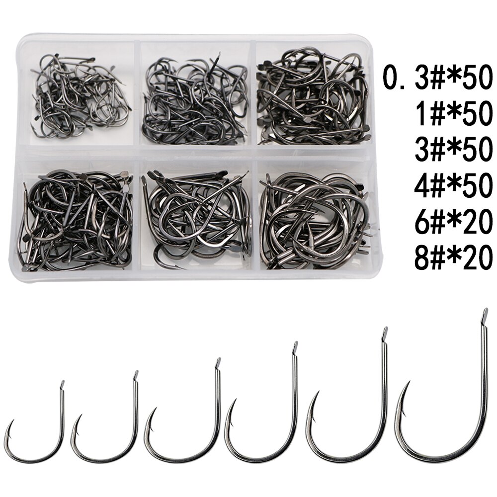 Anzuelos de pesca con púas, juego de anzuelos individuales, accesorios de pesca con mosca, anzuelo de mar de acero al carbono, 240 unids/lote por caja: Default Title