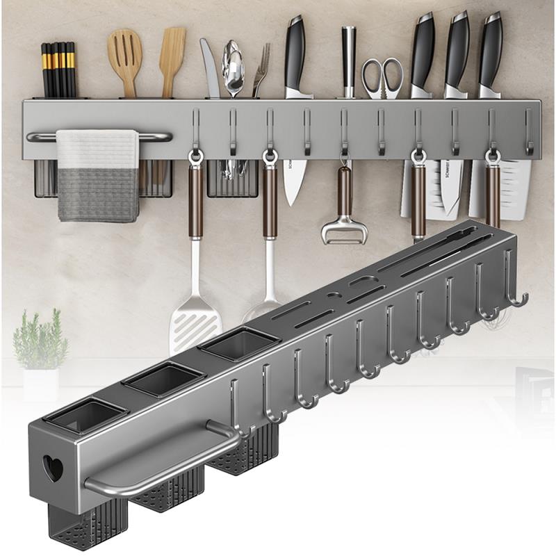 Keuken Wandmontage Messenrek Gereedschap Eetstokjes Opslag Geen Punch Installatie Multifunctionele Plank Wandmontage Plank