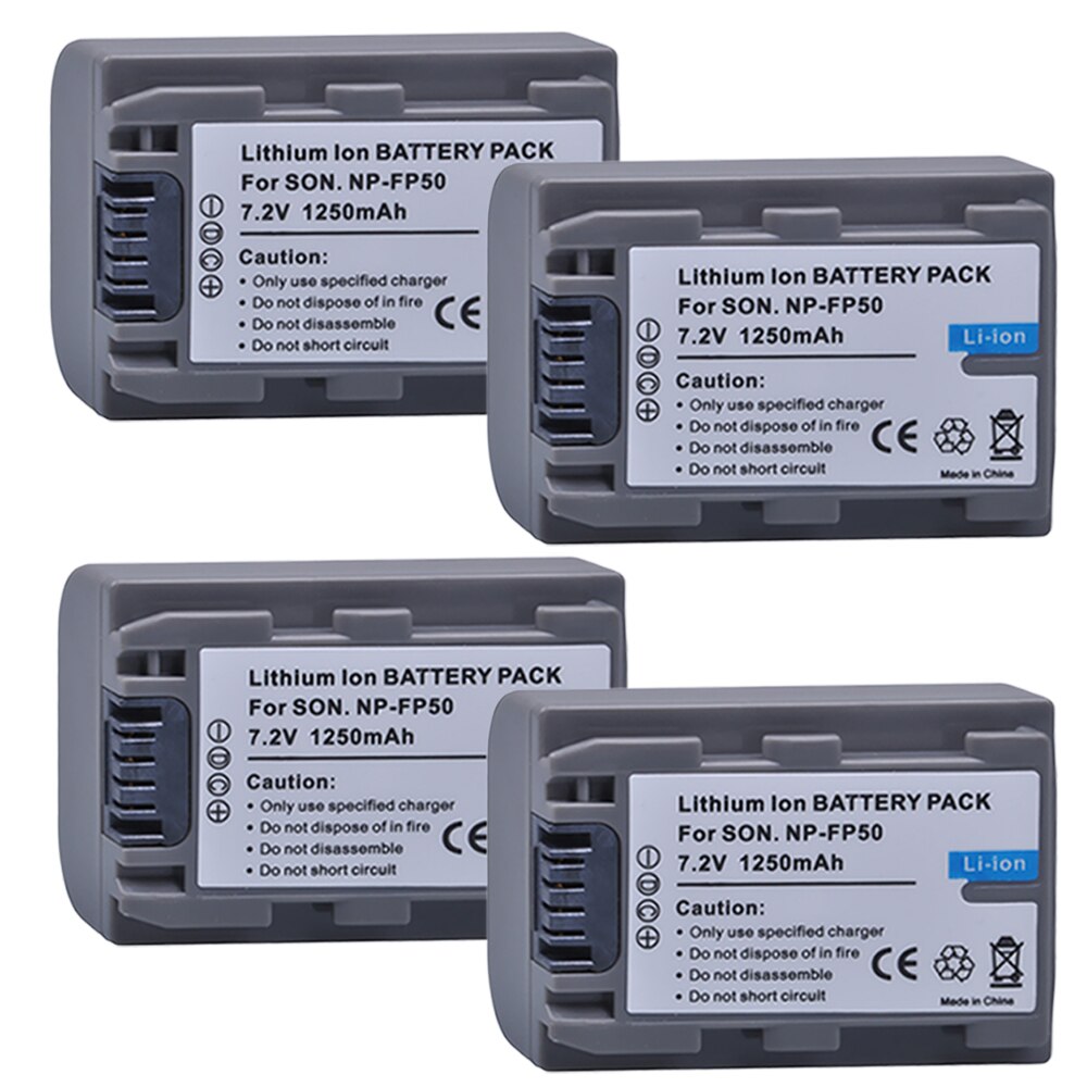 Batmax 1250 mah np -fp50 np fp50 npfp 50 batteri akku til sony dcr -hc30 40 43e 65 85 94e 96 dcr -sr30 hdr -cx 190 e: 4 batterier