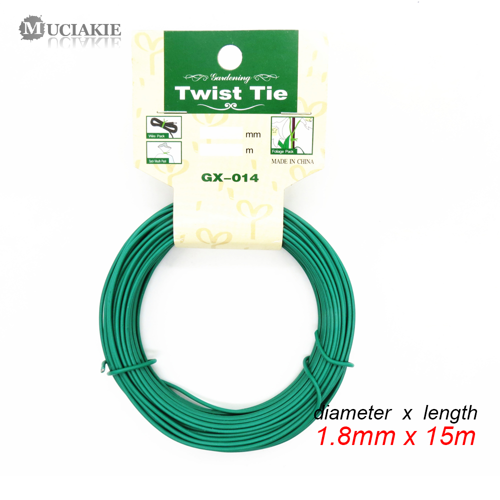 MUCIAKIE 12 M/15 M Tuin Draad Zware Groen Gecoat Plant Twist Tie Tuin Training Wire Bonsai Outlet draad voor Holding Tak: 1pc 1.8mmx15m