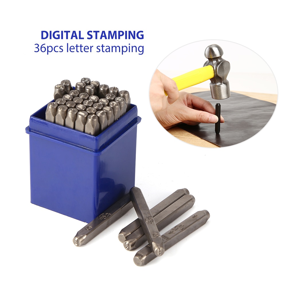 36pcs Steel Die Metal Stamping Kit Punch Tool Number Letter Alphabet Stamps Tools DIY Metal Leather Craft