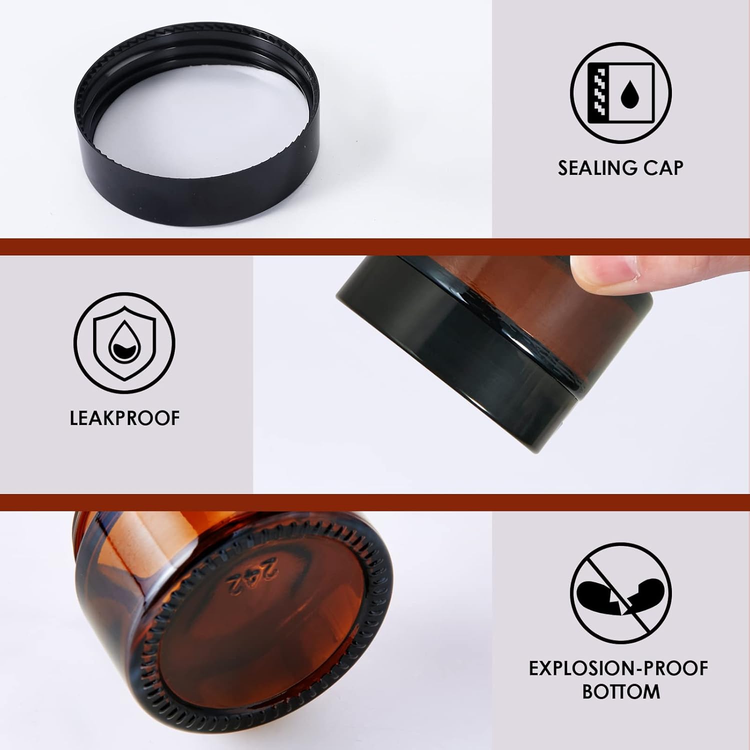 10 Uds 5g-50g tarro cosmético de vidrio marrón ámbar botellas de crema facial portátil de viaje crema facial contenedor de cosméticos Accesorios