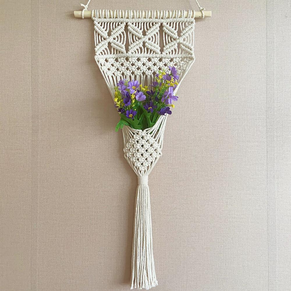 Macrame hand woven wall hanging Bohemian style unique room tapestry art beautiful apartment dormitory decoration 35cm x 110cm: Model-1