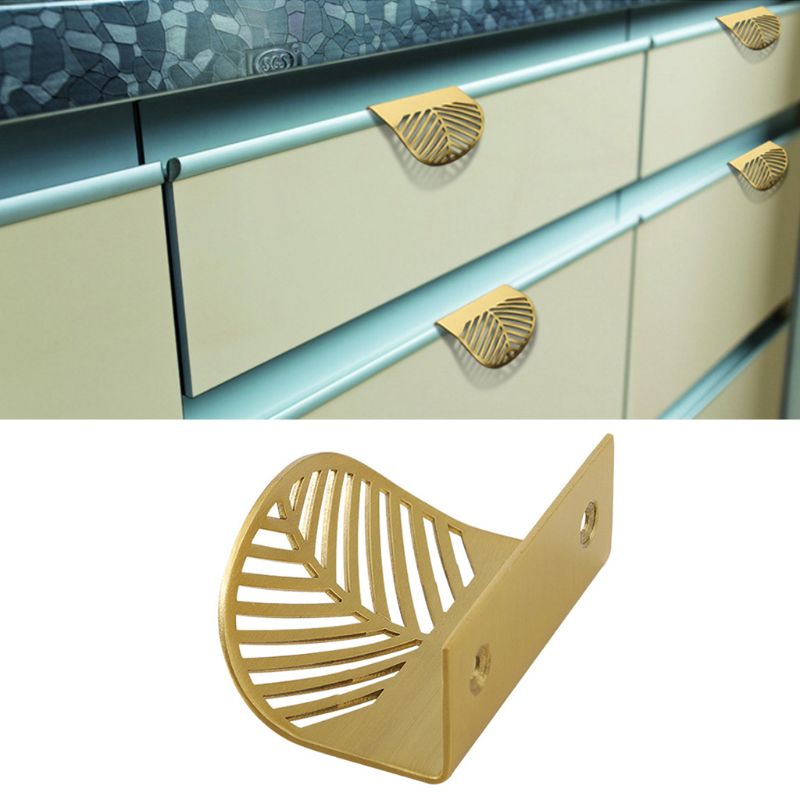 Leaf Shape Brass Door Knob Furniture Handles Drawer Pulls Cabinet Door Knobs