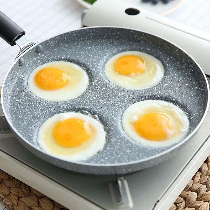 Olla para freír de 4 agujeros, sartén para tortilla engrosada, antiadherente, para huevos, tortitas, carne, Pan, cocinar, huevos, jamón, máquina de desayuno
