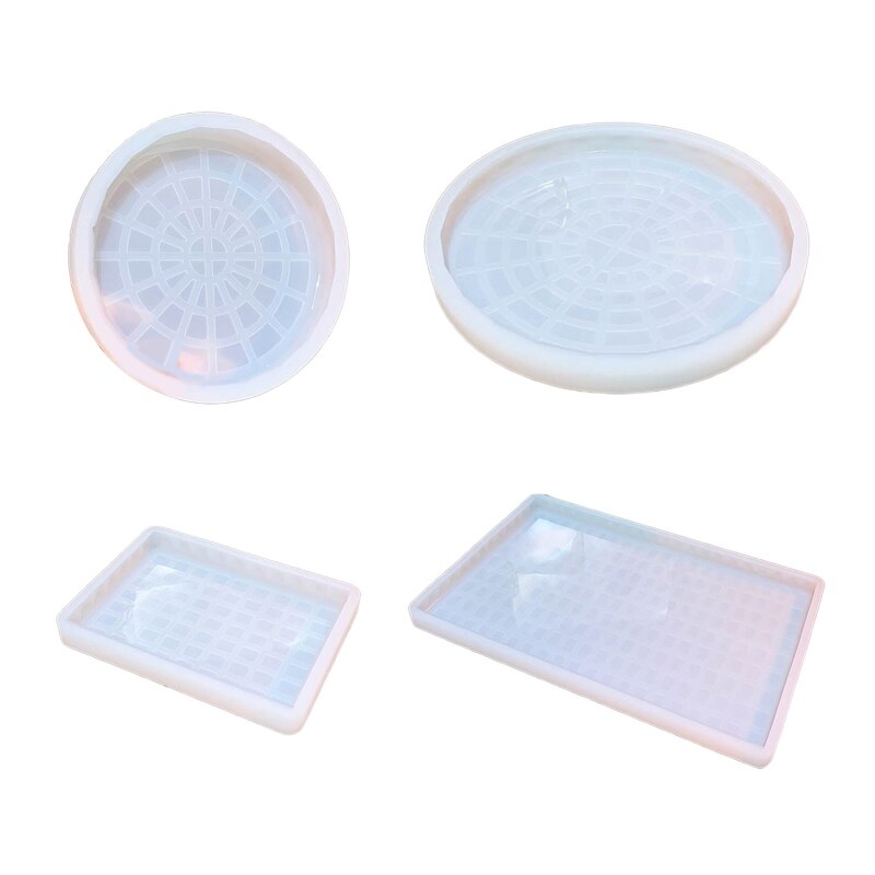 R2LE Silicone Tray Mold Resin Silicone Mold Diy Crystal Glue Round Rectangle Storage Tray Mold for Making Fruit Storage Plate