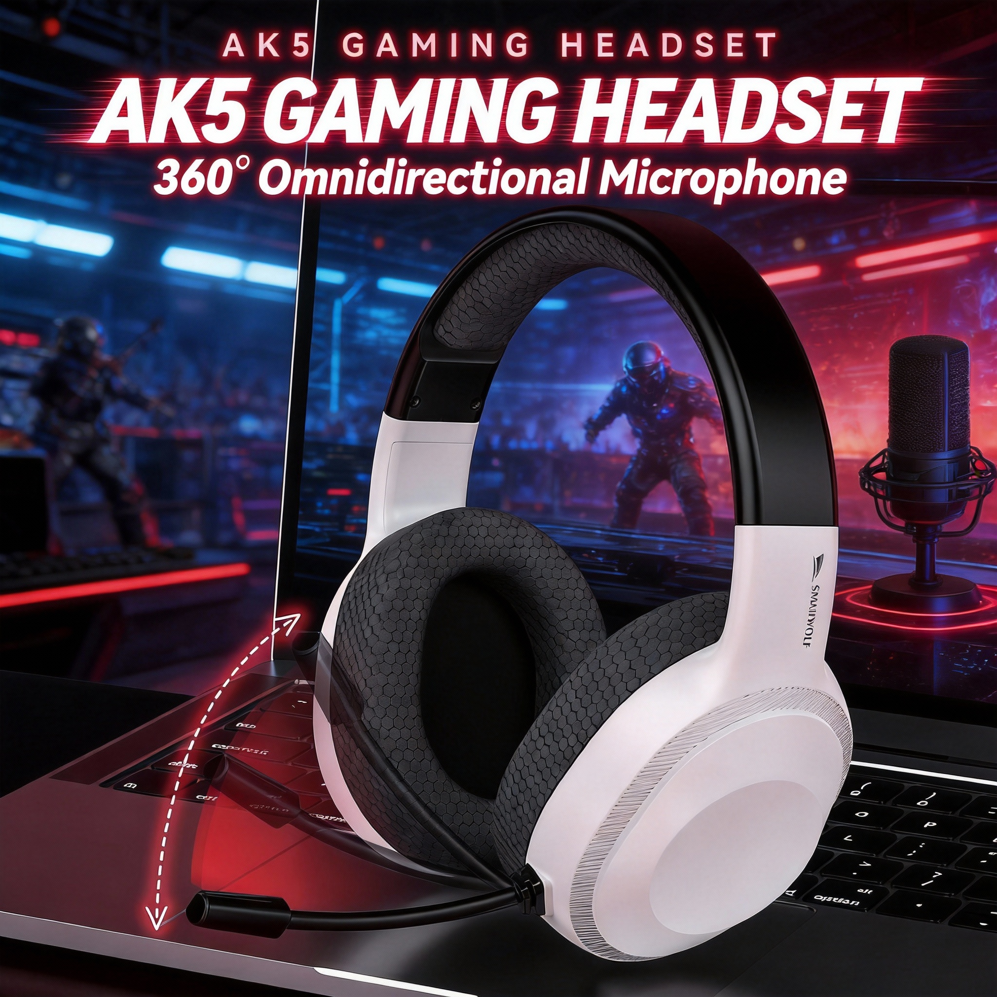 SMAILWOLF AK5 wired headset gaming headset lightweight e-sports gaming headset with microphone desktop laptop universal