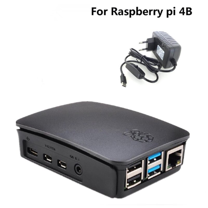 Boîtier pour Raspberry Pi 4 modèle B, boîtier officiel avec dissipateur de chaleur, adaptateurs d'alimentation, boîtier en plastique ABS, couvercle RPI143: Bundle 4