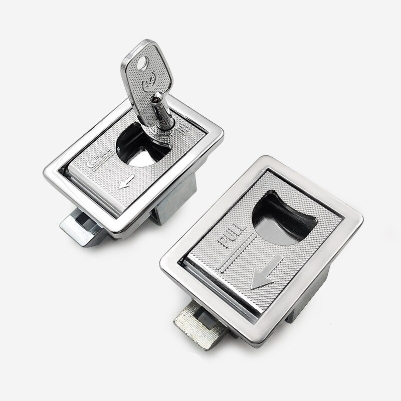 Zinc alloy lock Electric cabinet cabinet panel lock Small handle lock hasp pull open buckle lock Embedded bolt lock
