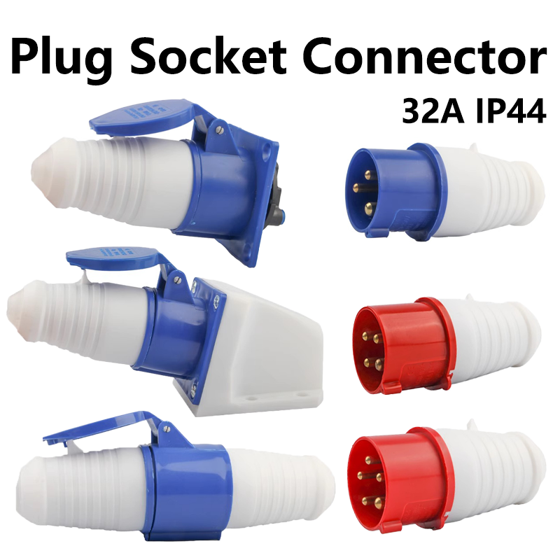 16A/32A Industrial plug and socket waterproof connector 3PIN 4PIN 5PIN IP44 waterproof electrical connection wall mount socket