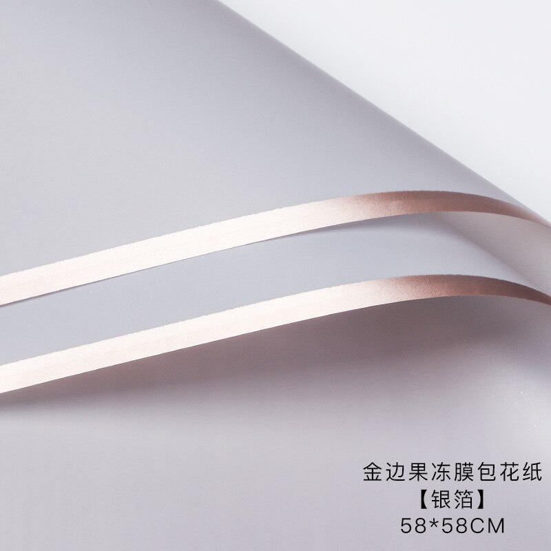 Waterproof Golden Edge Craft Paper Half Transparent Jelly Film Flower Bouquets Wrapping Paper DIY Packing Florist Supplies: silver