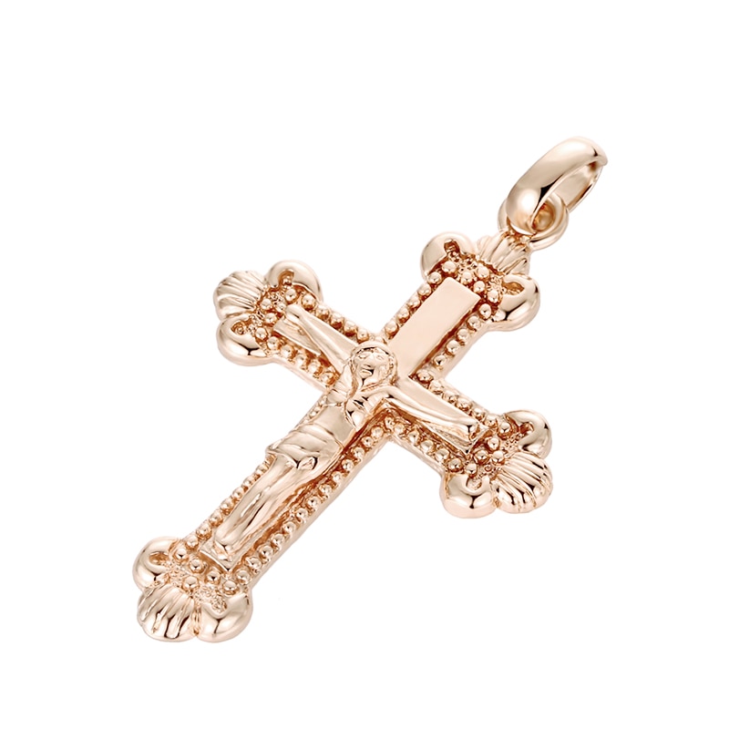 FJ 9 Style Jewelry Women Mens 585 Gold Color Crucifix Pendant Orthodox Cross Jewelry