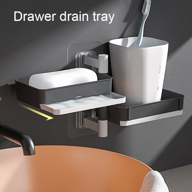 Wall-mounted Soap Dish 180 Degrees Rotate 1 2 3 4 Layer Soap Draining Rack Bathroom Soap Holder Bathroom Toiletries Shelf