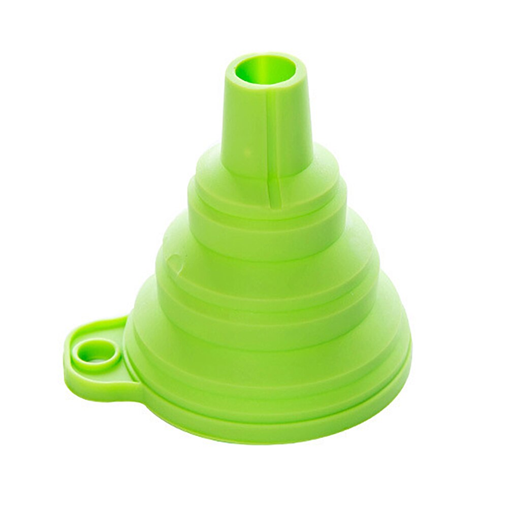 Embudo plegable de silicona de grado alimenticio, herramientas de cocina, embudo telescópico plegable, embudo portátil pequeño de llenado de líquido: Green