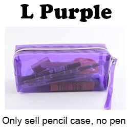 Estojo de plástico transparente para lápis, bolsa para lápis de escola e escritório para maquiagem de cosméticos: ROXO