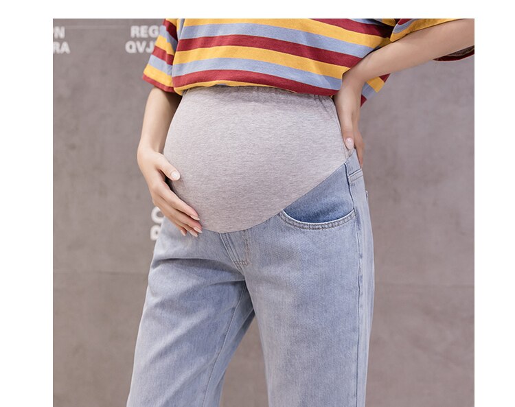 Boyfriend jeans zwangerschap wijde broek voor zwangere vrouwen broek casual losse jeans zwangerschapsbroek zwangerschapskleding: Blauw / Ik