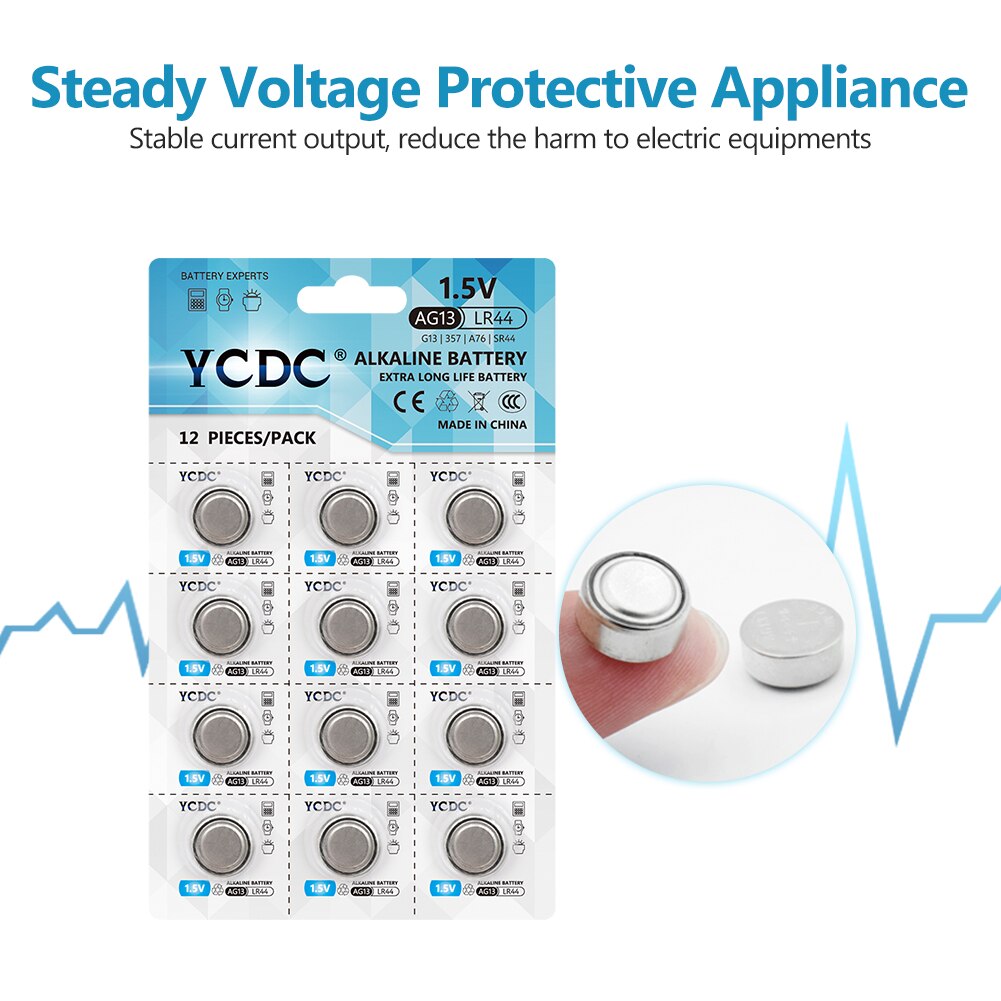 YCDC AG13 Geschmack Batterie LR44 357A S76E 1,5 V AG13 alkalisch Knopfzellen Batterien Für Uhr Elektronische Fernbedienung 12 teile/los