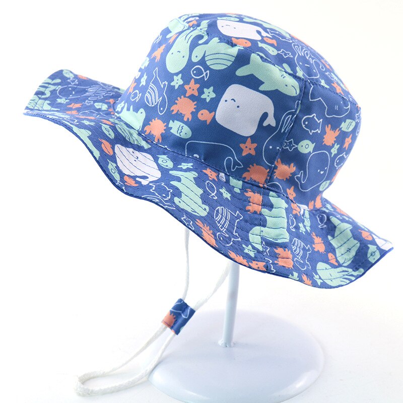 Chapeau seau d&#39;été pour bébé, Protection contre les UV, pour garçon et fille, pour la plage en plein air, casquette de pêcheur, dessin animé: E