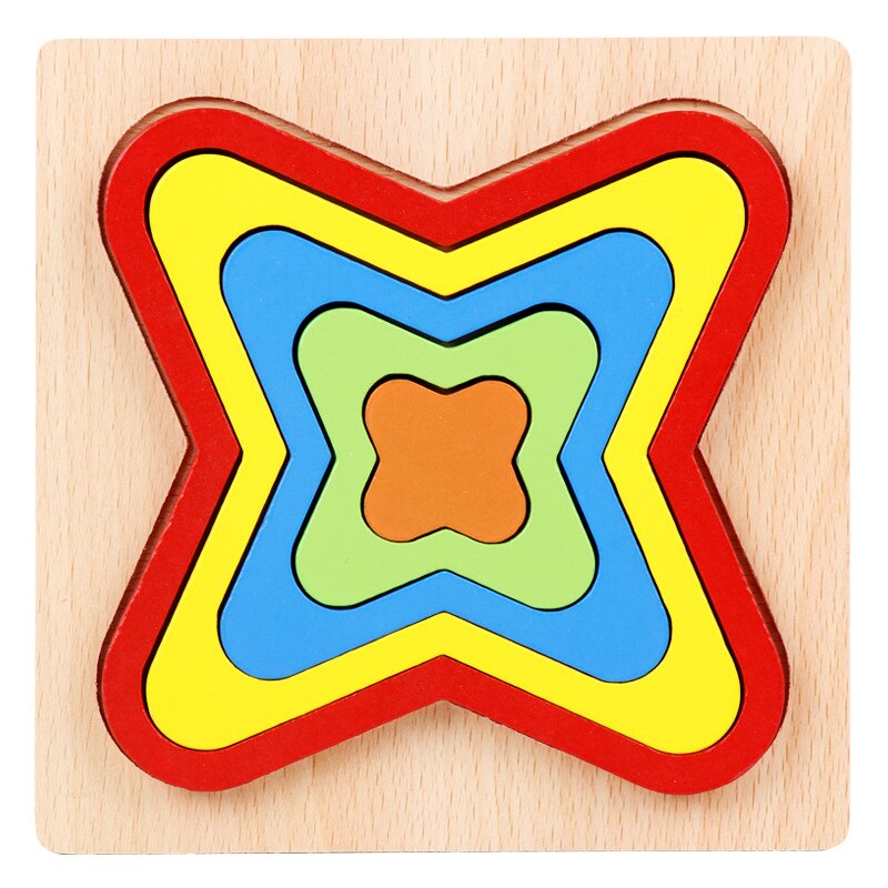 Wooden Geometric Shape Puzzle Kids Montessori Toys Educational Shape Cognition Children Jigsaw Puzzle Board Learning Sensory Toy: WT157C