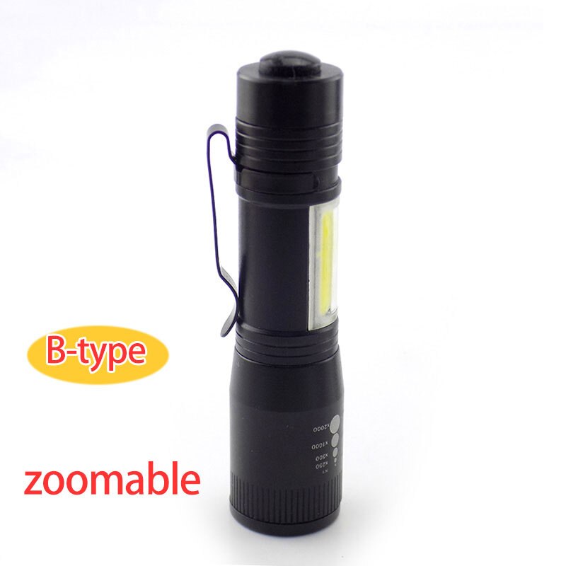 mini high power flashlight 2 LED COB Q5 penlight USB linterna work flash light Torch rechargeable Battery Lamp Camping linternas: B