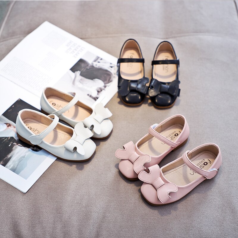 Effen Kleur Baby Meisje Leer Leisure Schoenen mode meisjes zachte dance party schoenen Zoete Strik Prestaties SM015