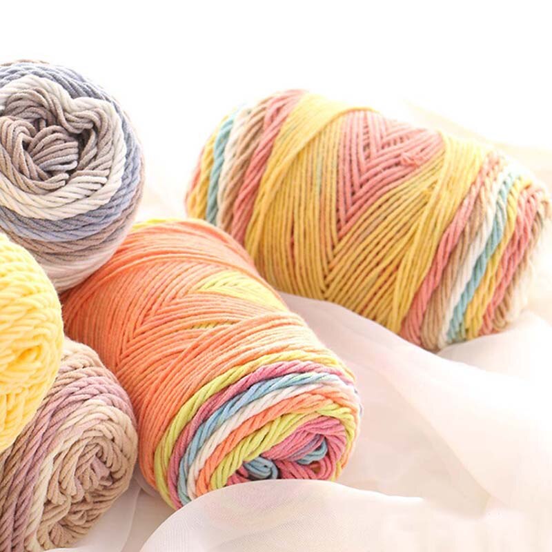 100G Solid/Regenboog Kleur Hand Geweven Katoenen Garen Zachte Gehaakte Dikke Garen Voor Hand Breien Warme Trui sofa Kussen Sjaal Diy