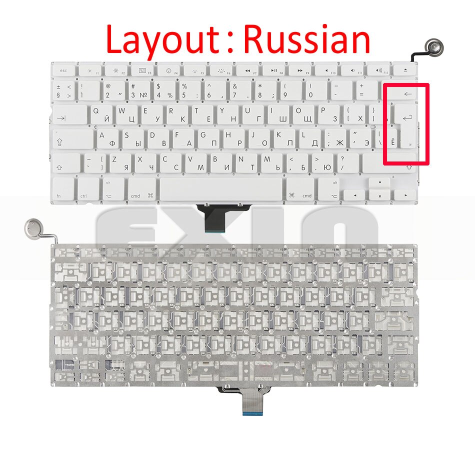 A1342 Keyboard US USA English UK French Russian Keyboards for Apple Macbook 13" inch Unibody White A1342 US Keyboard Year
