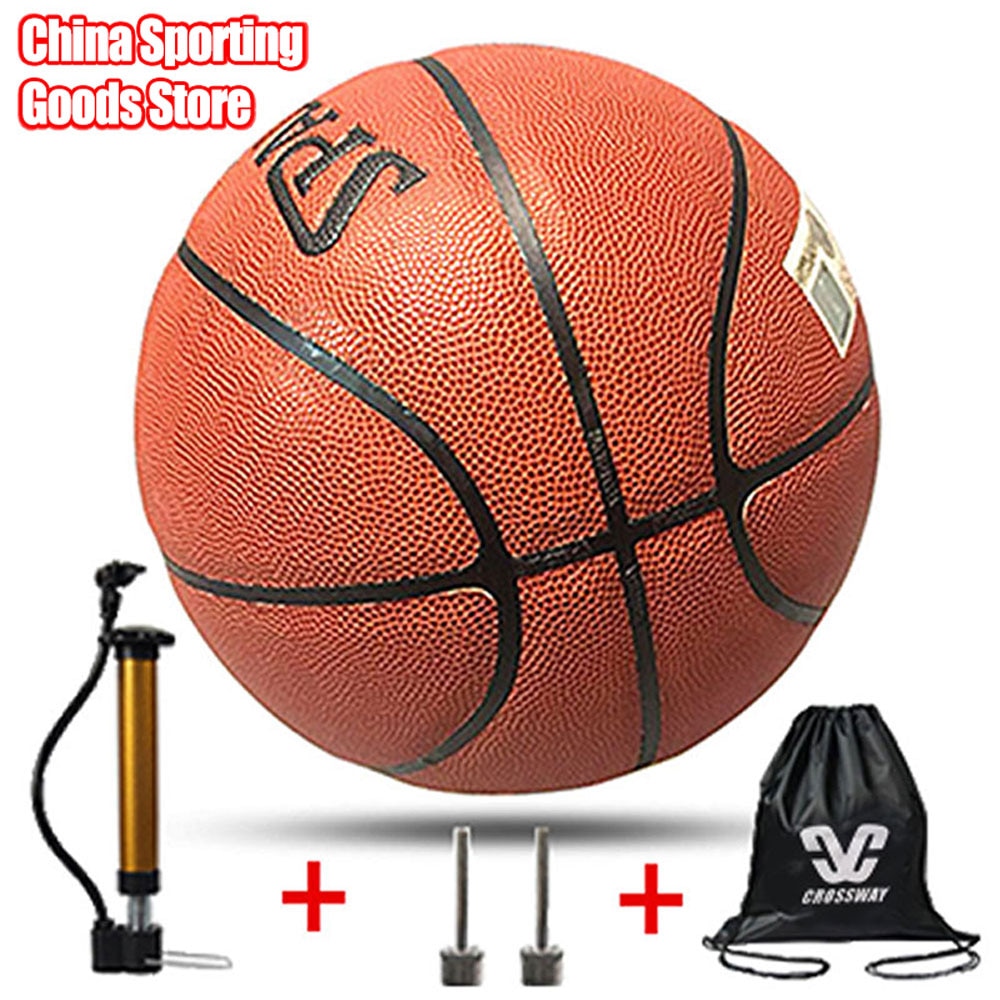 Standaard Basketbal, Slijtvaste Lederen Basketbal, Indoor/Outdoor, Voor Training, gratis Luchtpomp + Air Naald + Tas