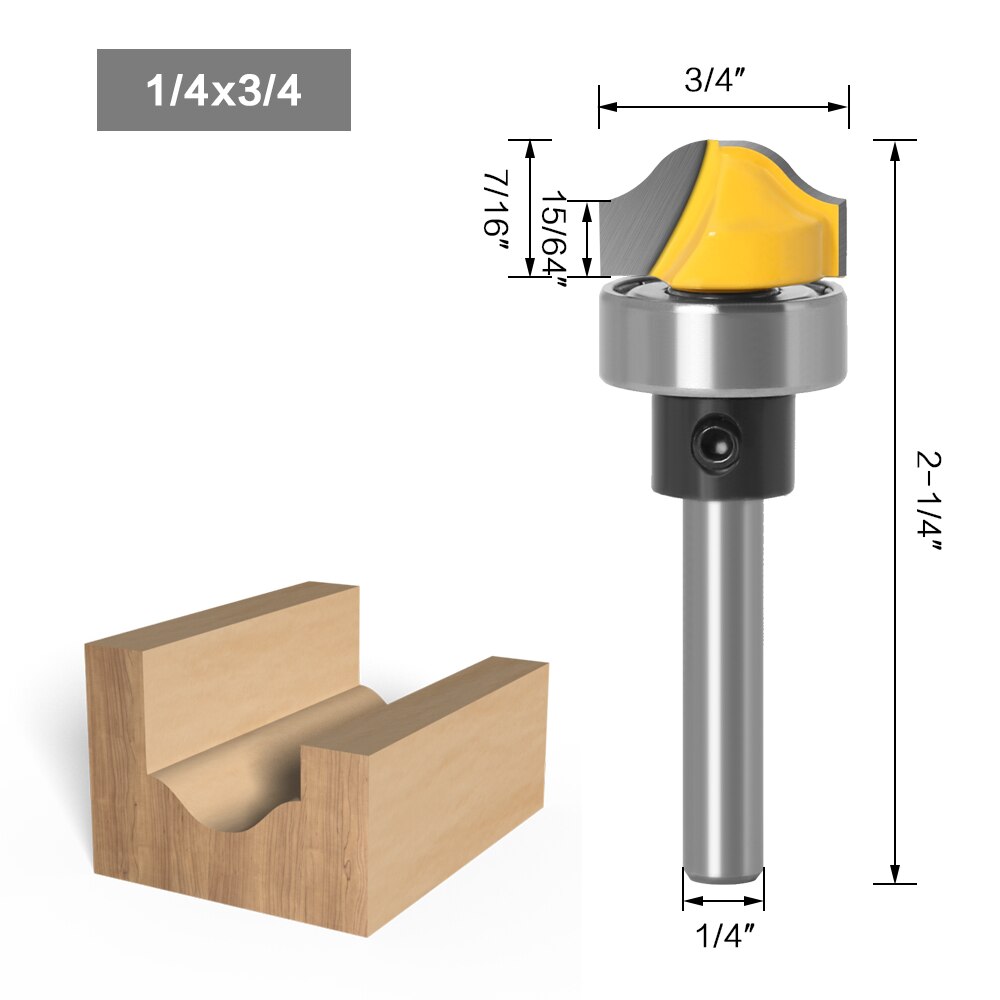 Mèche de toupie à rainure en Faux panneau 3/4 &quot;, 1/4&quot;, 1/2 &quot;, 8&quot;, 12mm, coupe-bois à tige Tenon pour outils de menuiserie: 6.35mm shank